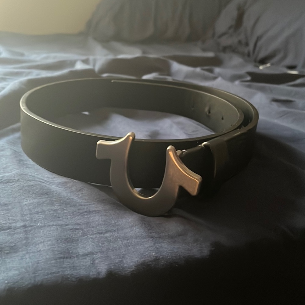 True religion belt black and silver buckle